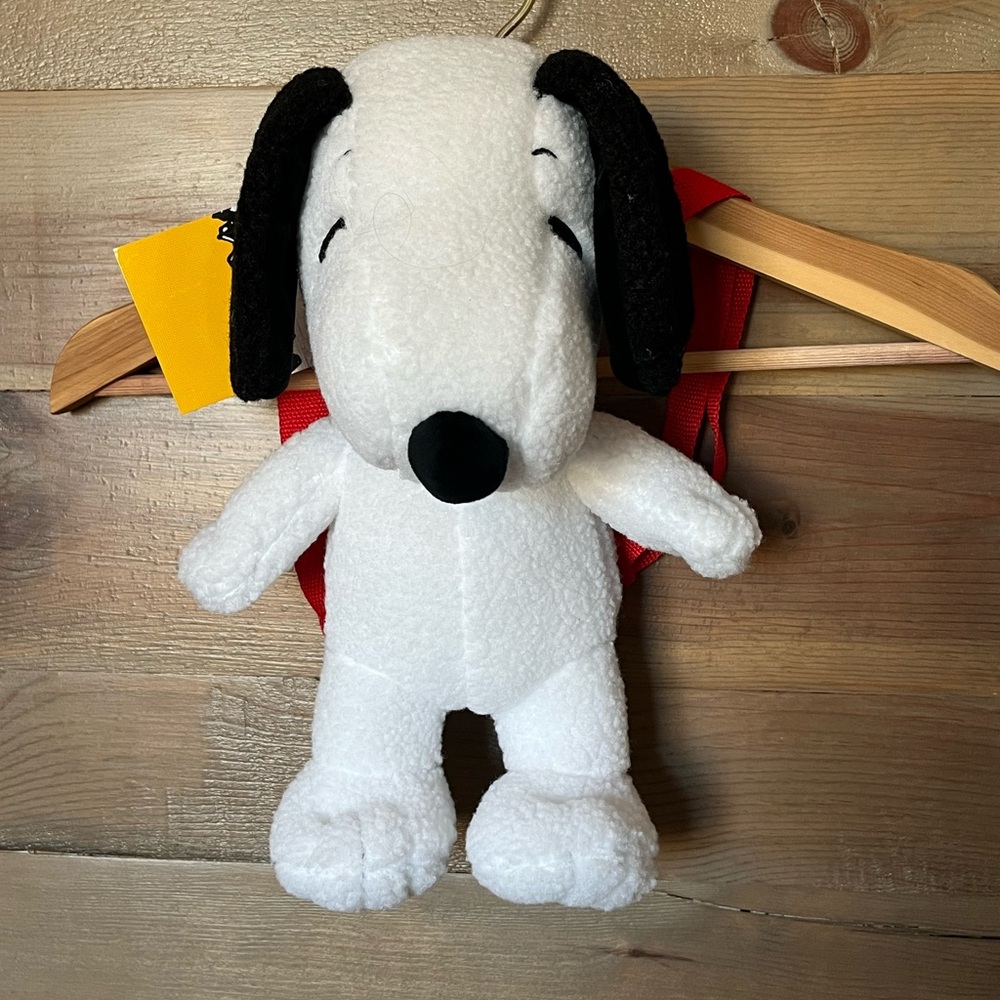 NWT Peanuts Snoopy Plush Dog Backpack - Zip open back